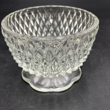 Vtg Indiana Glass Diamond Point Fairy Lamp Clear Pressed Glass 1970s BOTTOM ONLY