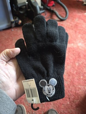 Black Disney Mickey Mouse Childs Gloves One Size