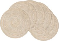 Platzsets Rund 6Er Set Beige Geflochten Abwaschbar HitzebestäNdig Tischsets