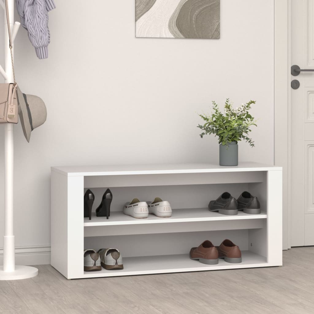 Mobile Scarpiera Bianco Legno Multistrato 100x35x45 cm - Design Slim