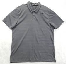 Nike Golf Polo Shirt Mens Large Gray Dri-Fit Swoosh Short Sleeve