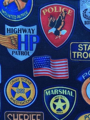 ROBERT KAUFMAN FABRIC~Dan Morris~AMERICA'S HEROES~Police Badges~SWAT~Sheriff~K9~