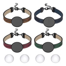 Bracelet Blanks for Jewelry Making 4pcs 25mm Green/Red/Blue/Orange