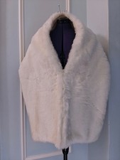 Faux Fur/Satin Bridal Formal Evening Shawl Wrap Cover Up - Ivory - NWOT