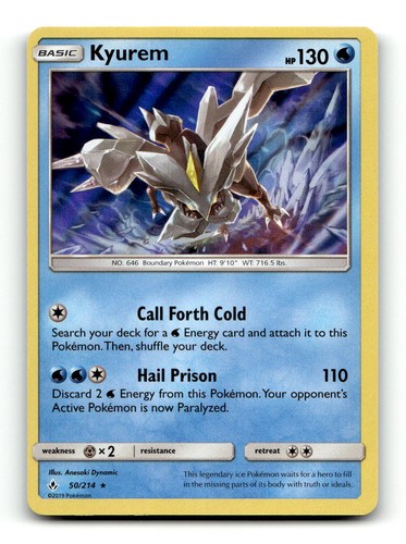 Kyurem 50/214 Holo Rare Unbroken Bonds Pokemon Near Mint