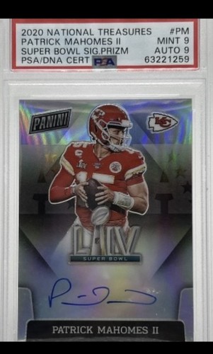 2020 National Treasures Patrick Mahomes Super Bowl Prizm On Card Auto PSA 9 SSP