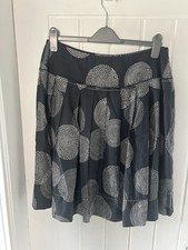 Old Label Vintage M&S Grey Patterned Skirt Size 14 Knee Length Linen Blend