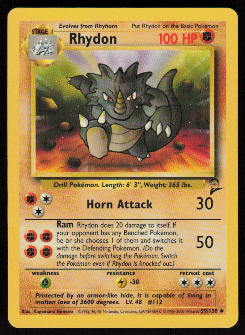 Rhydon 59/130 Uncommon Base Set 2 Pokemon LP