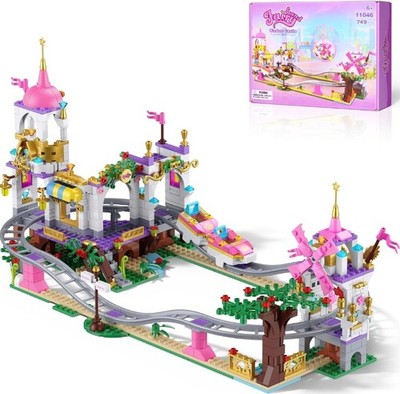 Achterbahn Schloss Bauset, 738 Teile Kreativ Freizeitpark Kit, MINT Spielzeug