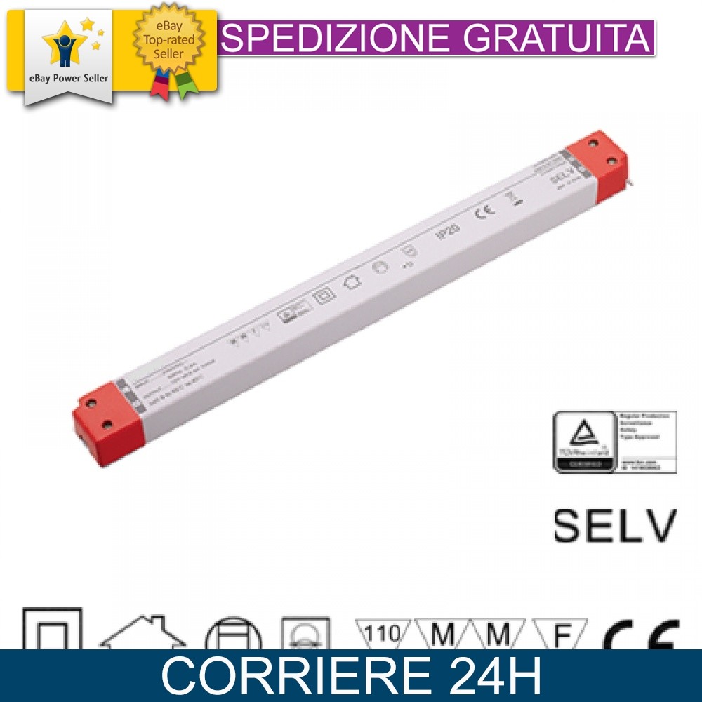 Alimentatore Slim 24V 100W 4.16A IP20 320x30x19mm per LED Strip