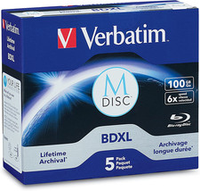 M DISC BDXL 100GB 6X with Branded Surface Blank Blu-Ray Recordable Media   5P...