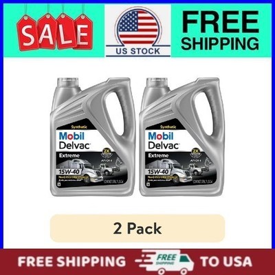 (2 pack) Mobil Delvac Heavy Duty Full Synthetic Diesel Engine Oil 15W-40
