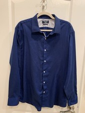 Penguin Heritage Slim Fit Men's Dress Shirt 17.5 34 Blue Long Sleeve Button-Up
