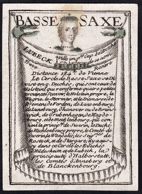 Lübeck Schleswig-Holstein playing card Spielkarte map Karte Poilly 1750