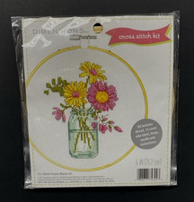 Dimensions Counted Cross Stitch Kit 72-75344 Flower Mason Jar 6 in NOS Sealed