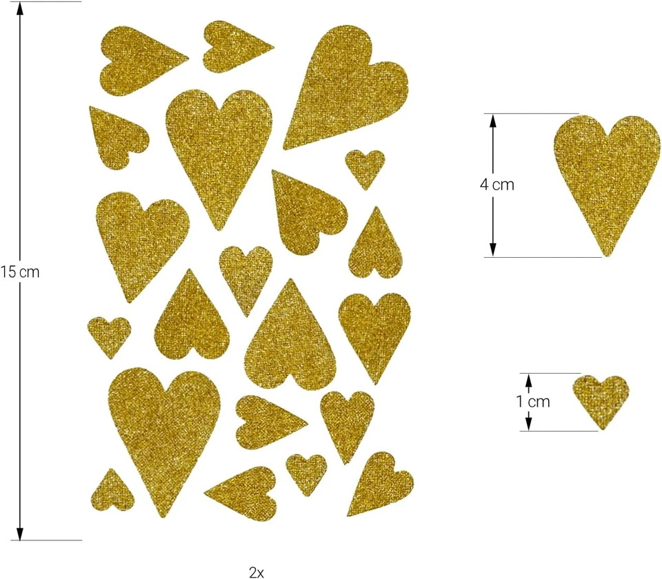 42 Glitzer Herz Sticker Gold Scrapbooking Liebe Geburtstag Valentinstag - Bild 2 von 4