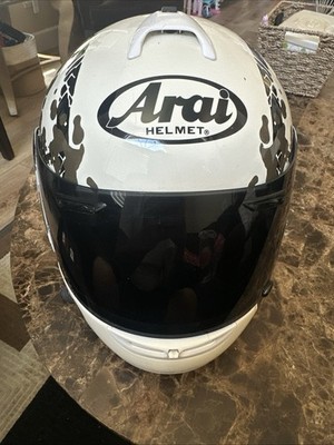 Motorcycle Helmet, Arai Helmet, Size M, Cream Color With Black/Gold Accents