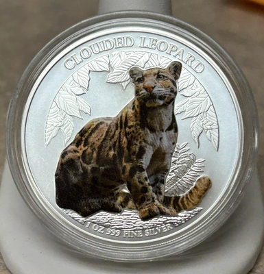 2023 Kingdom of Cambodia 3000 Riels Silver Coin - Clouded Leoperd