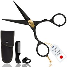 Beard  Moustache Scissors for Men - 5.5" Japanese Steel, Black - Precision S...