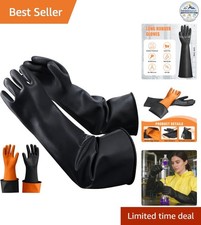 Black Rubber Gloves 22" Long Heavy Duty Chemical Resistant XL Size