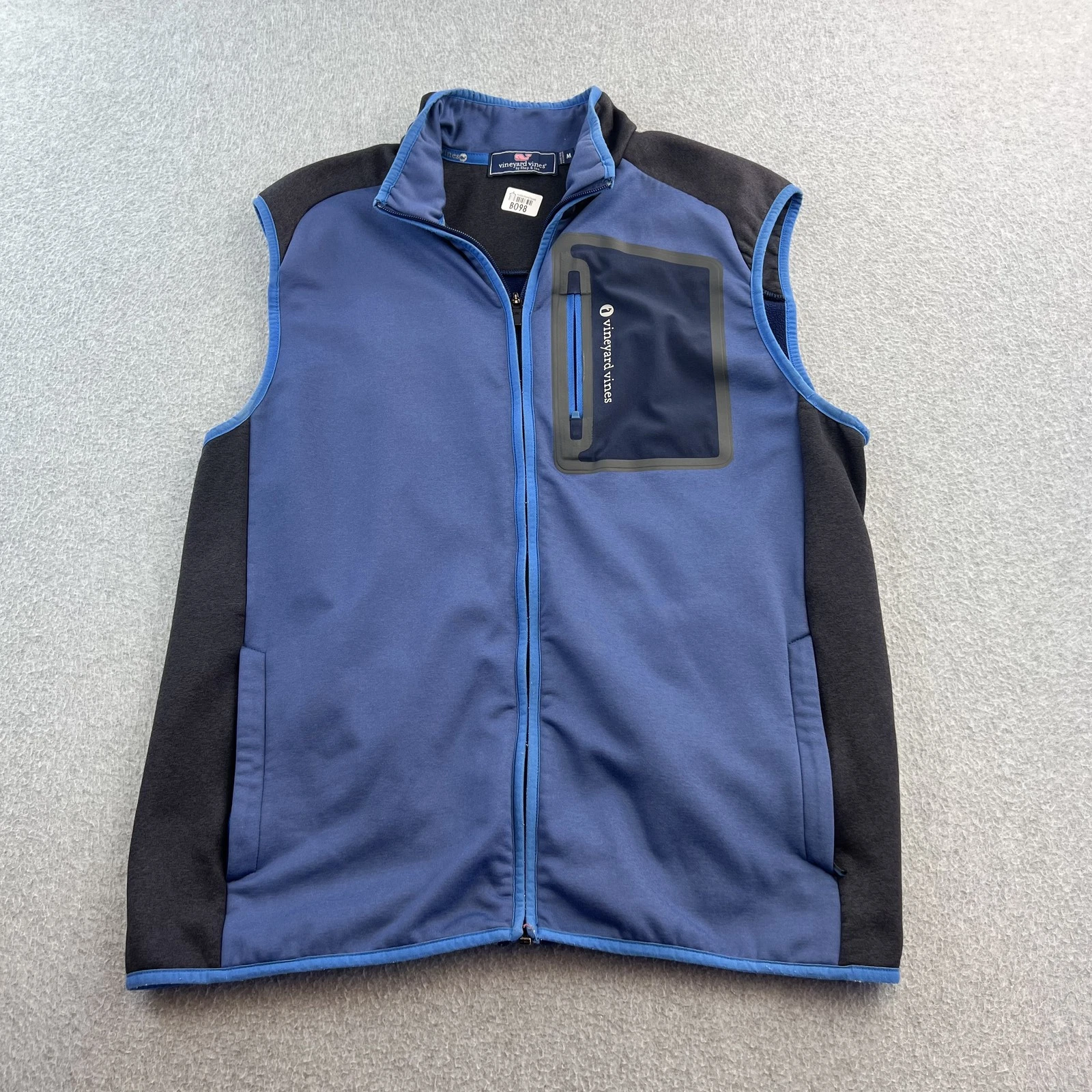 Vineyard Vines Vest Mens Medium Blue Performance Full Zip Sleeveless Outdoor