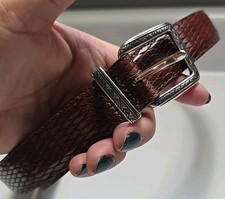 Vintage Brighton Leather Belt Textured Leather Size 34 Brown 1996 USA Made