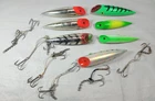 6 Vintage Luhr Jensen J-Plug Fishing Lures & 1 Storm King w/6 Hook sets