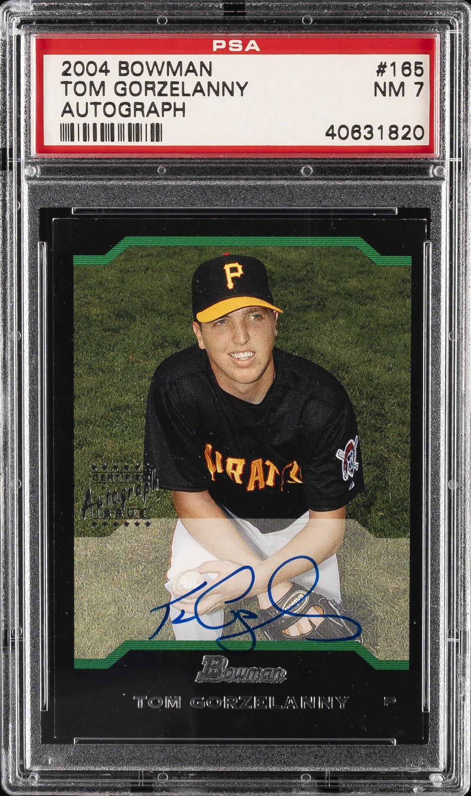 2004 BOWMAN AUTO #165 TOM GORZELANNY PSA 7