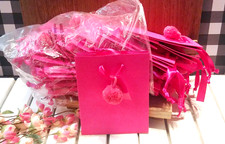24 Wondershop Small Glitter Gift Bags Fuchsia Hot Pink w Pom Pom Tassel 6" x 5"