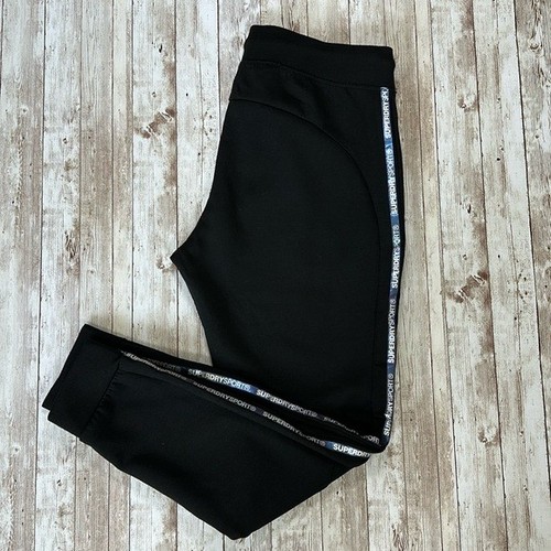 SuperDry Sport Gr. 10 Core Gym Tech Panel Jogginghose Damen schwarz Reißverschlusstaschen Heben - Bild 8 von 15