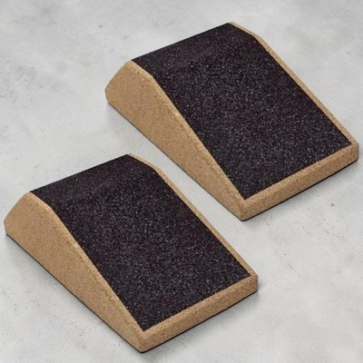 2-Pc, Squat Wedge Blocks Heel Elevated Non-Slip Cork Slant Board for Calf Raises