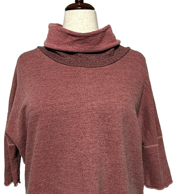 James Perse Sweatshirt 3 Large Red Standard Melange Cropped Funnel Neck Beachy