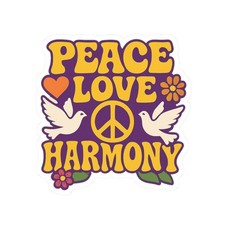 Sticker Peace Love Harmony Retro Hippie Design 2x2 3x3 4x4 6x6