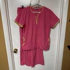 Pink Scrub Set   Urbane Top M  Landau Pants M   Used Good
