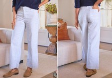 Frank  Eileen 328 Wexford Italian Performance Linen Pant in Blue Stripe; 4