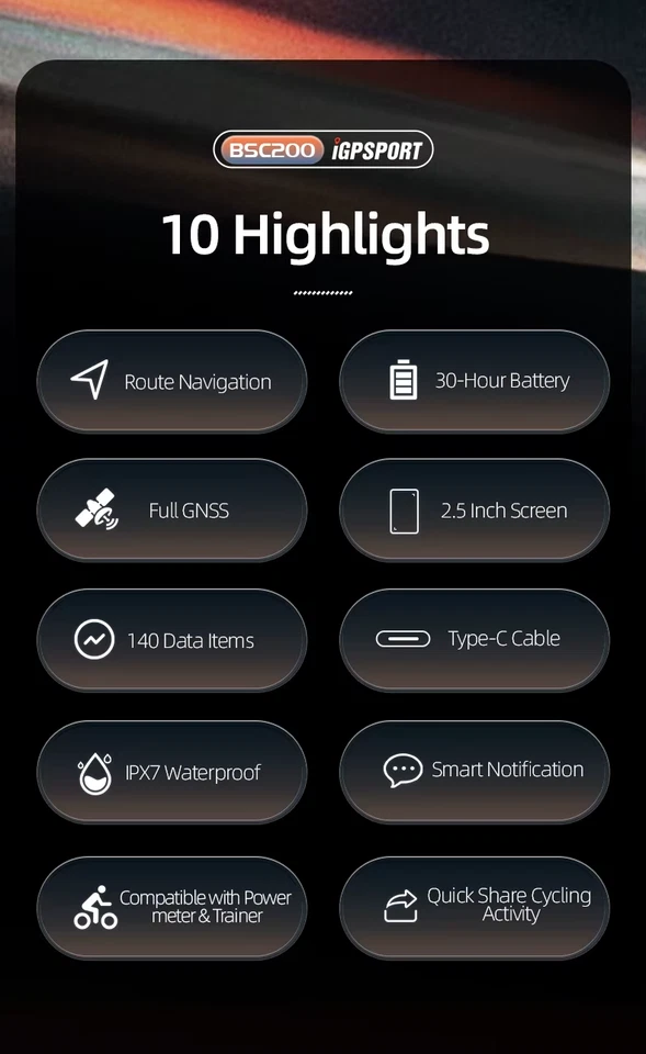 iGPSPORT BSC200 GPS-Fahrradcomputer, kabellose Navigationsroute und Tachometer - Bild 3 von 4