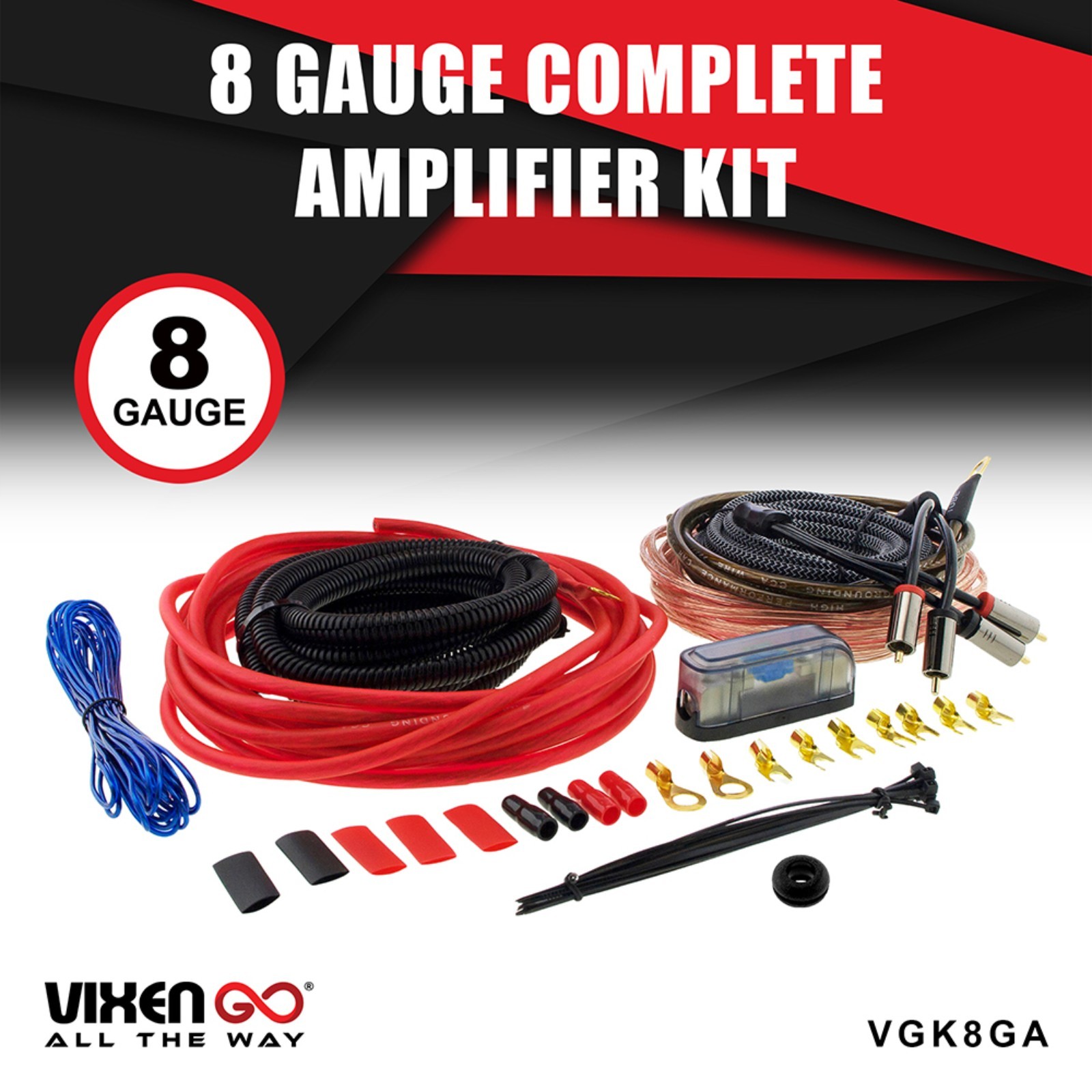 KICKER DSC6504 6.5" SPEAKERS PACKAGE+4CH AMPLIFIER+UNDER-SEAT SUB+8AWG AMP KIT