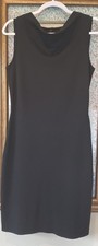 St John Caviar Sleek Black Drape Neck Little Black Dress 6 8