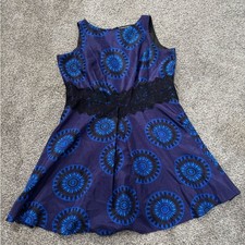  Black/Blue Sleeveless Plus Size Midi Dress w/ Lace by Melanie -Size 18W