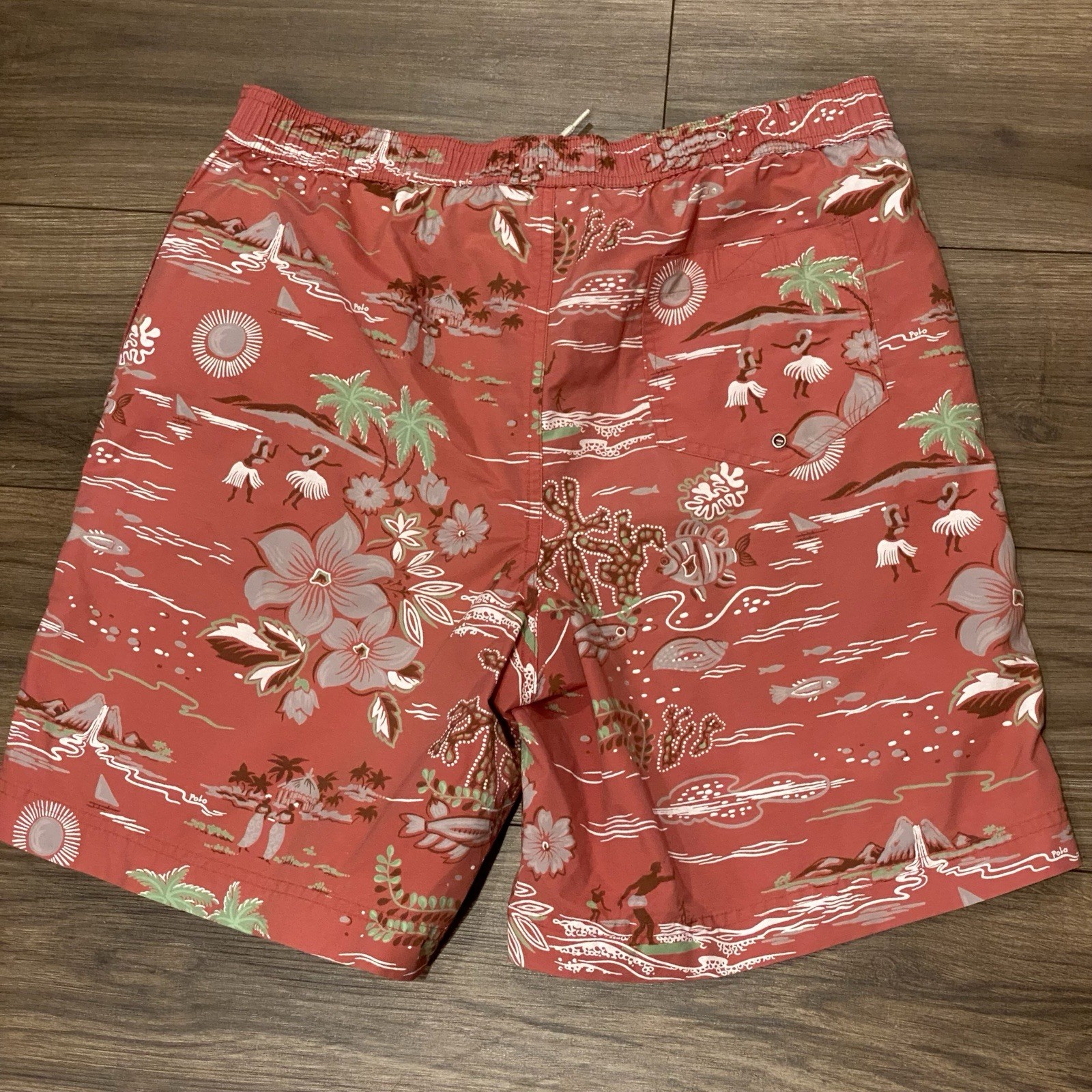 Polo Sport Ralph Lauren Swim Trunks Mens SZ M Hawaiian Floral Beach Palm Shorts thumbnail 3