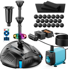 Pond Filter with U-V Clarifier, 660GPH Pond Pump and Filter Kit  RGB LED Lights