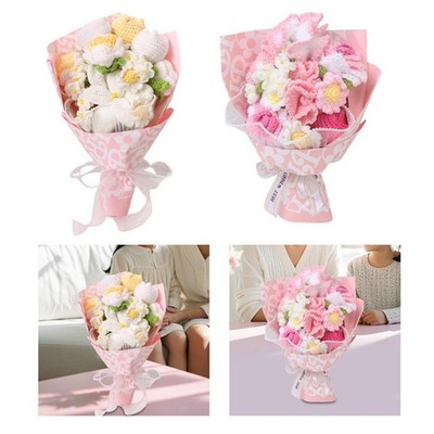 Handmade Crochet Flower Bouquet with Preserved Flowers - Original Gift Idea for