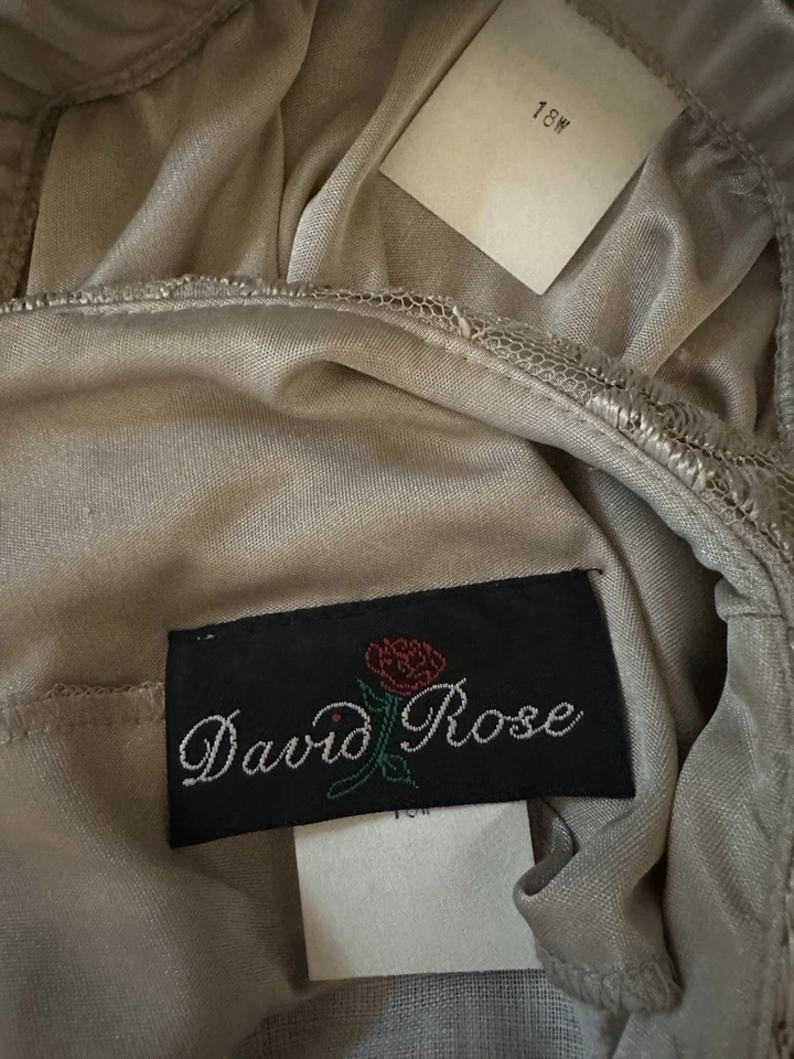 Conjunto túnica top y falda plisada vintage de encaje beige David Rose de los años 80 talla grande 18W Foto 4 de 4