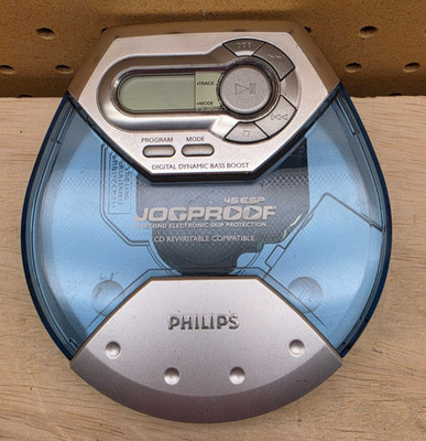 Vintage Philips AX5111/17 Portable Jogproof CD Player Silver Blue TESTED WORKS