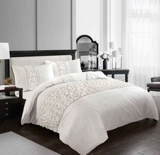Duvet Cover Set Ruffled Lace Sequence Polycotton Bedding Set Pillowcase Aura