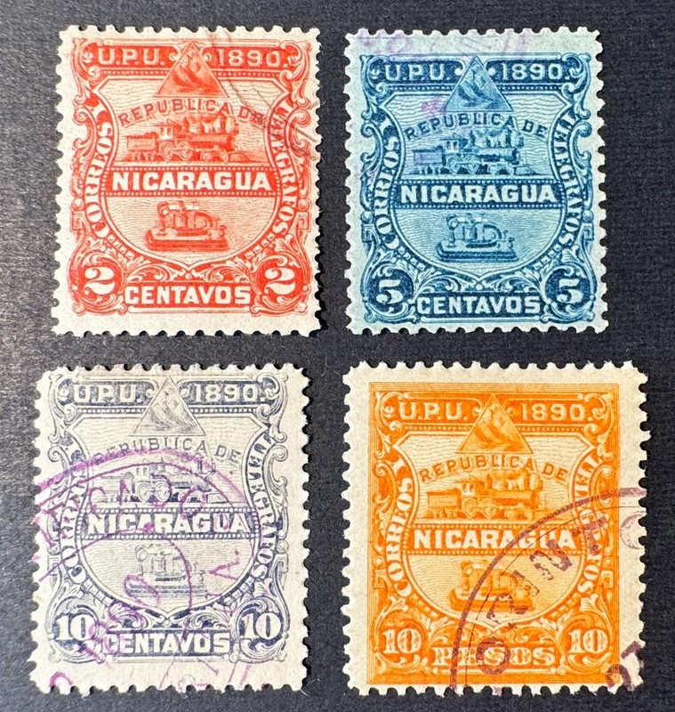 Nicaragua Locomotive & Telegraph Key, #21, #22, #23, #26 1890 ~ yankee-gallery