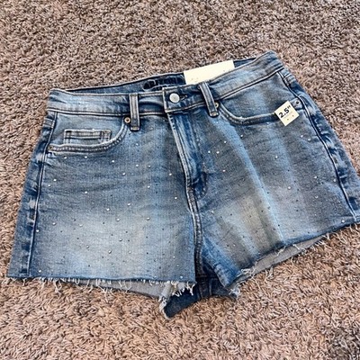 Arizona Jean Co Womens High Rise Vintage Denim Shorts Med Twinkle Rhinestone 8