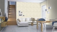 Vliestapete Rasch 3D-Effekt Grafik Art Deco Creme Metallic 608229 (4,30€/1Qm)
