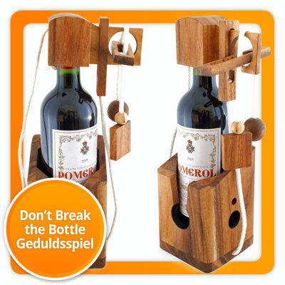Flaschenpuzzle Flaschentresor Dont break the Bottle Holzpuzzle Weingeschenk Holz