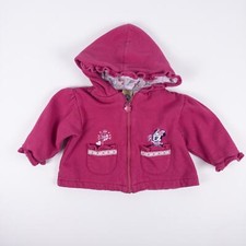 Vintage Mickey  Co Baby Minnie Hooded Zip Fleece Sweatshirt Pink Sz 3-6 months